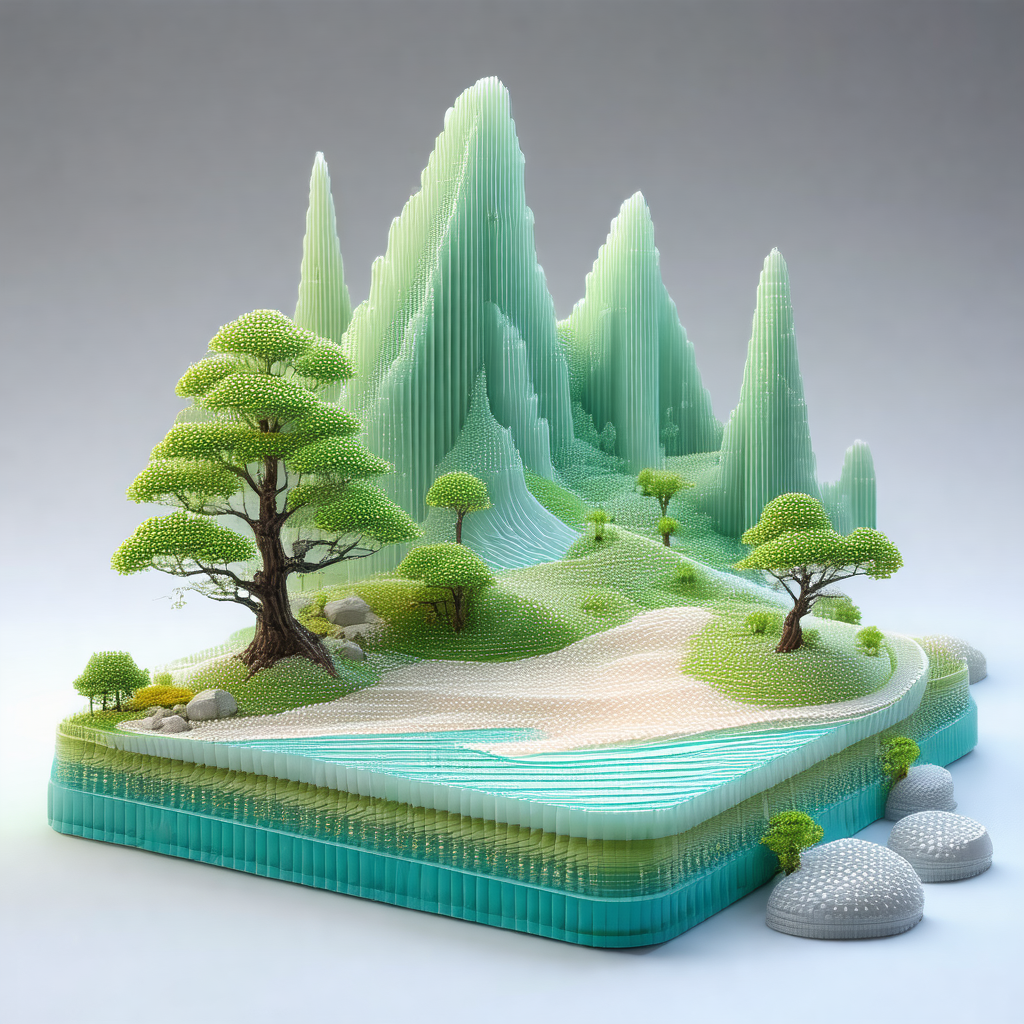 Three-dimensional model of a mountainous landscape