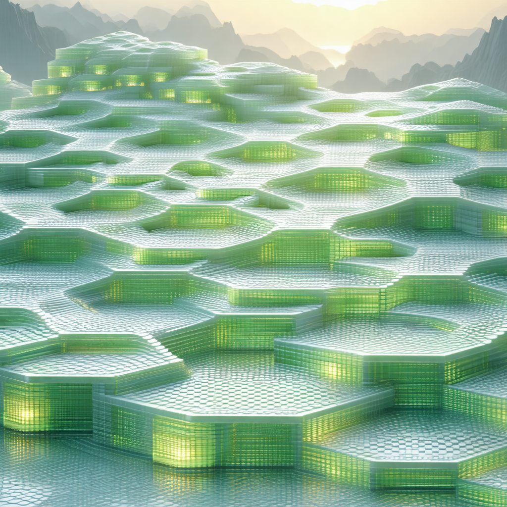 Large, intricate structure made of green and white blocks