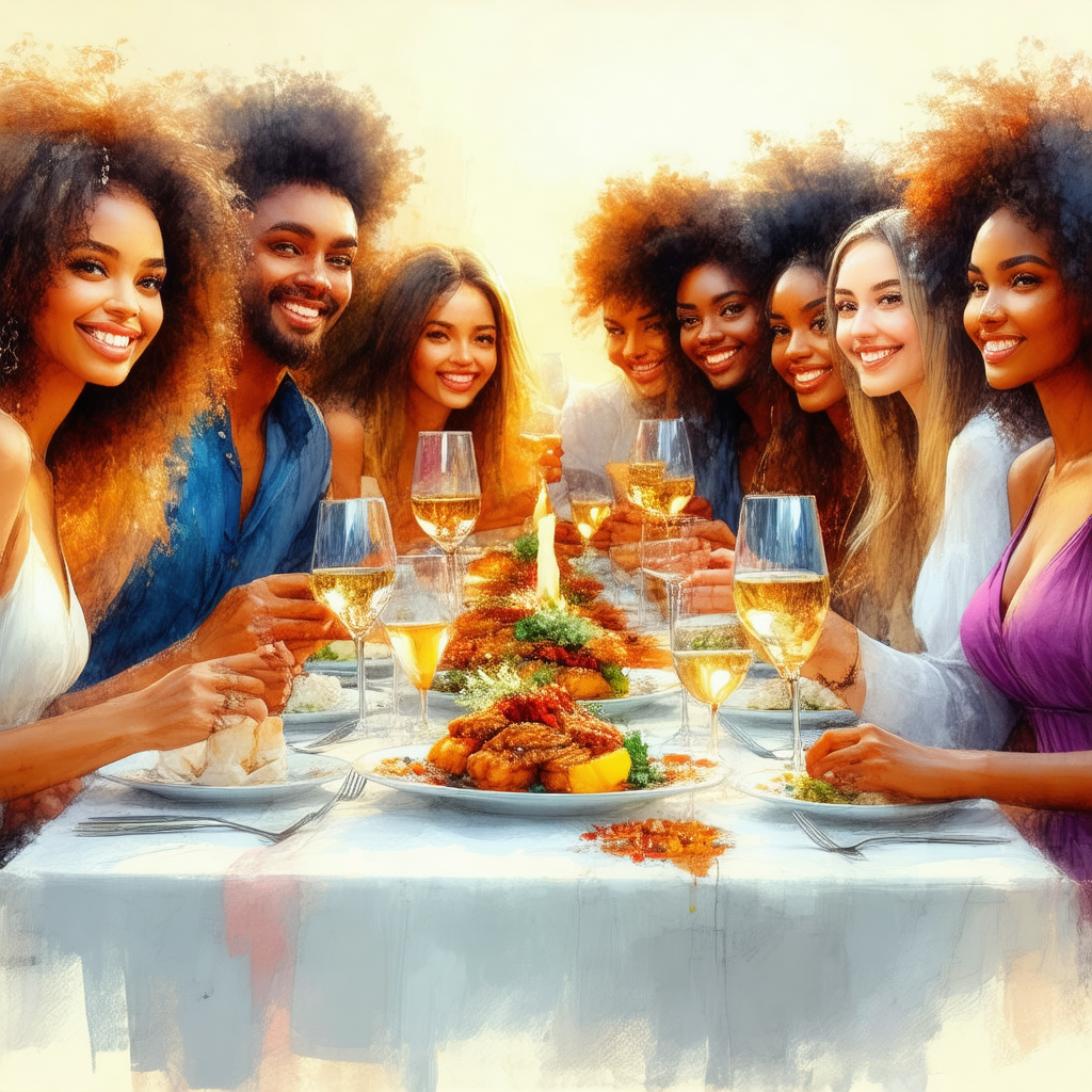 Group of people gathered around a dining table, enjoying ...