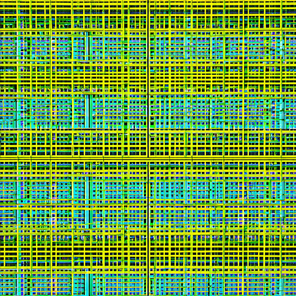 Close-up of a yellow and blue checkered pattern