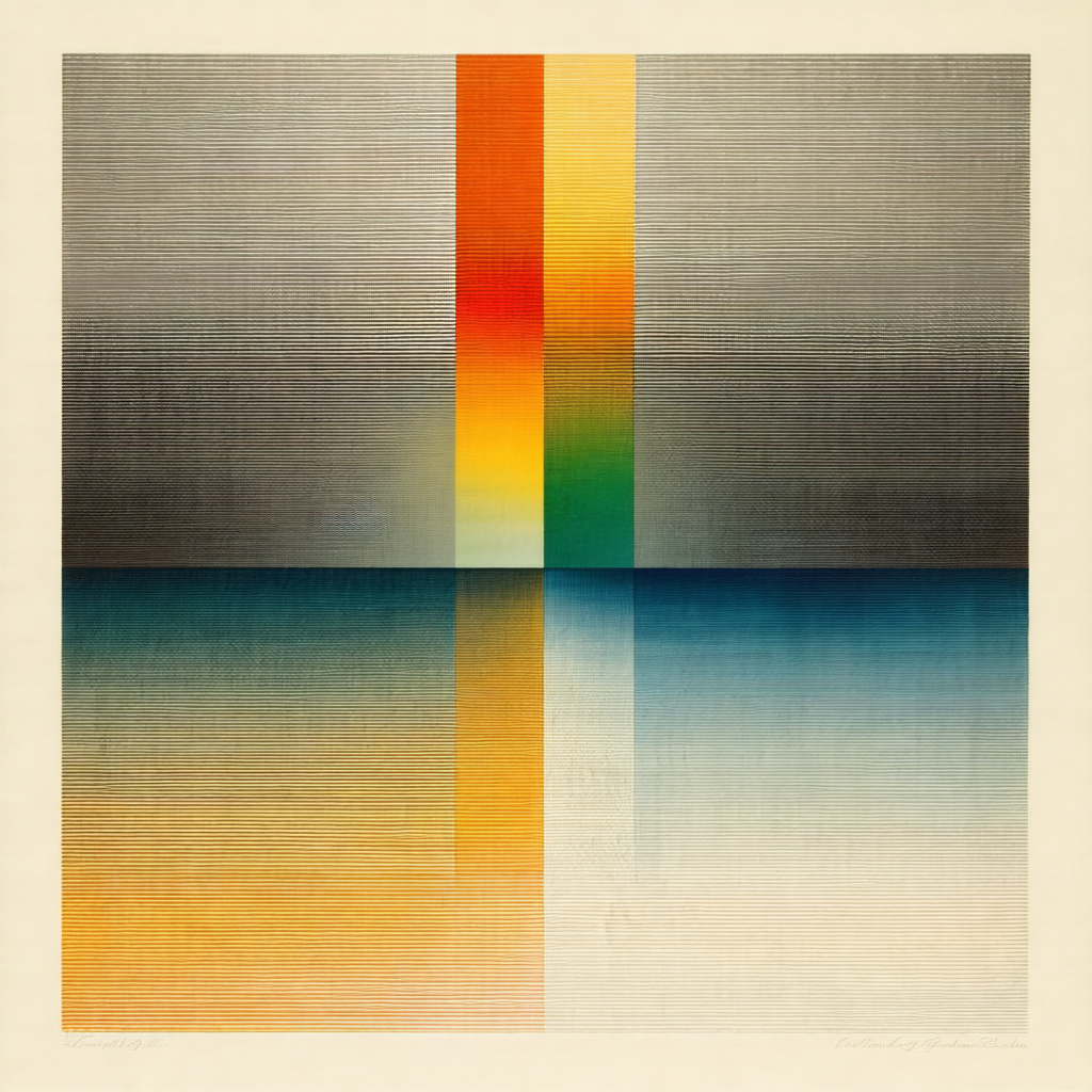Square painting featuring a colorful design