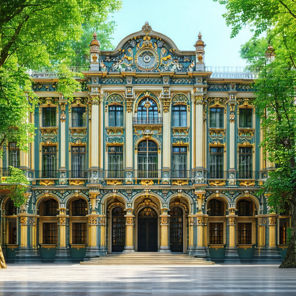 Large, ornate building with a clock tower on top
