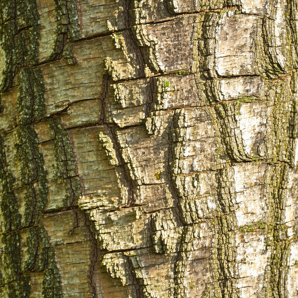 Tree with a large, rough bark