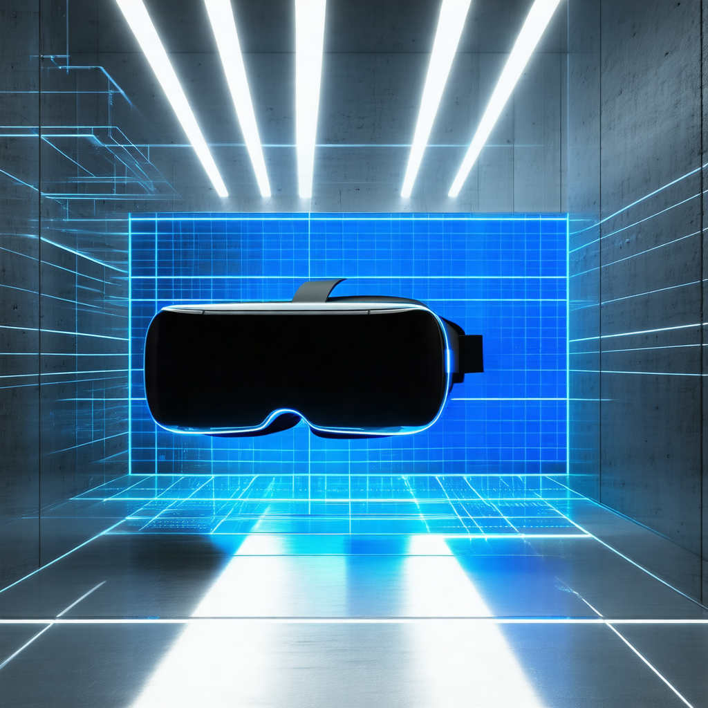 Virtual reality headset, likely a vr gaming headset, plac...
