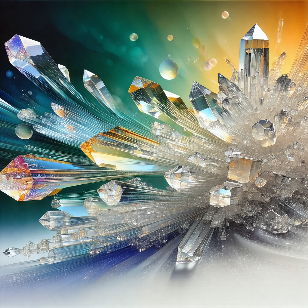 Large, colorful crystal that is surrounded by smaller cry...