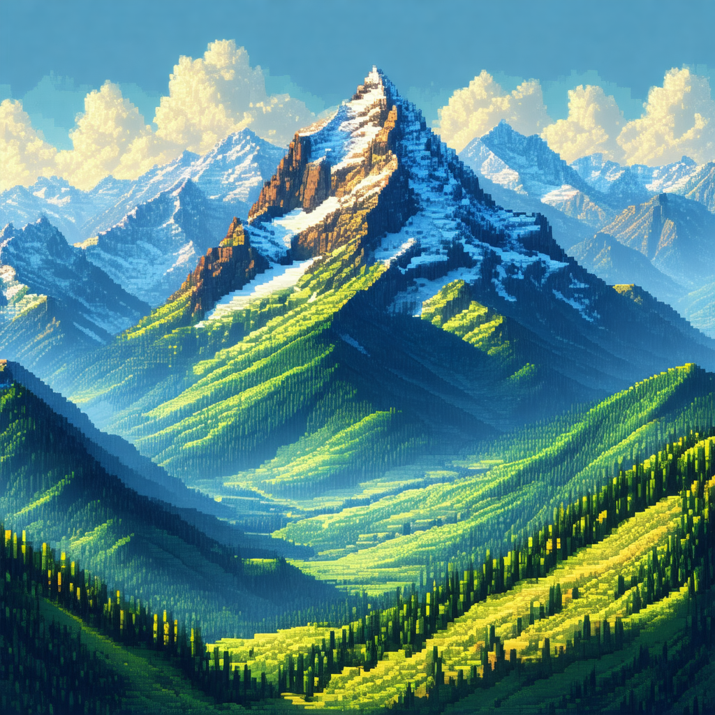 Beautiful mountain landscape with a large mountain in the...