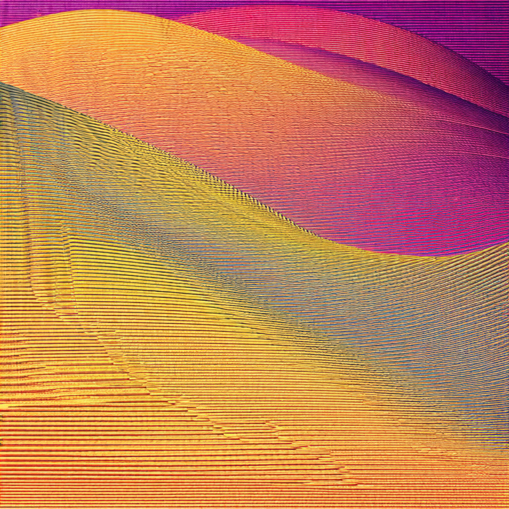 Colorful, abstract design that resembles a wave or a moun...