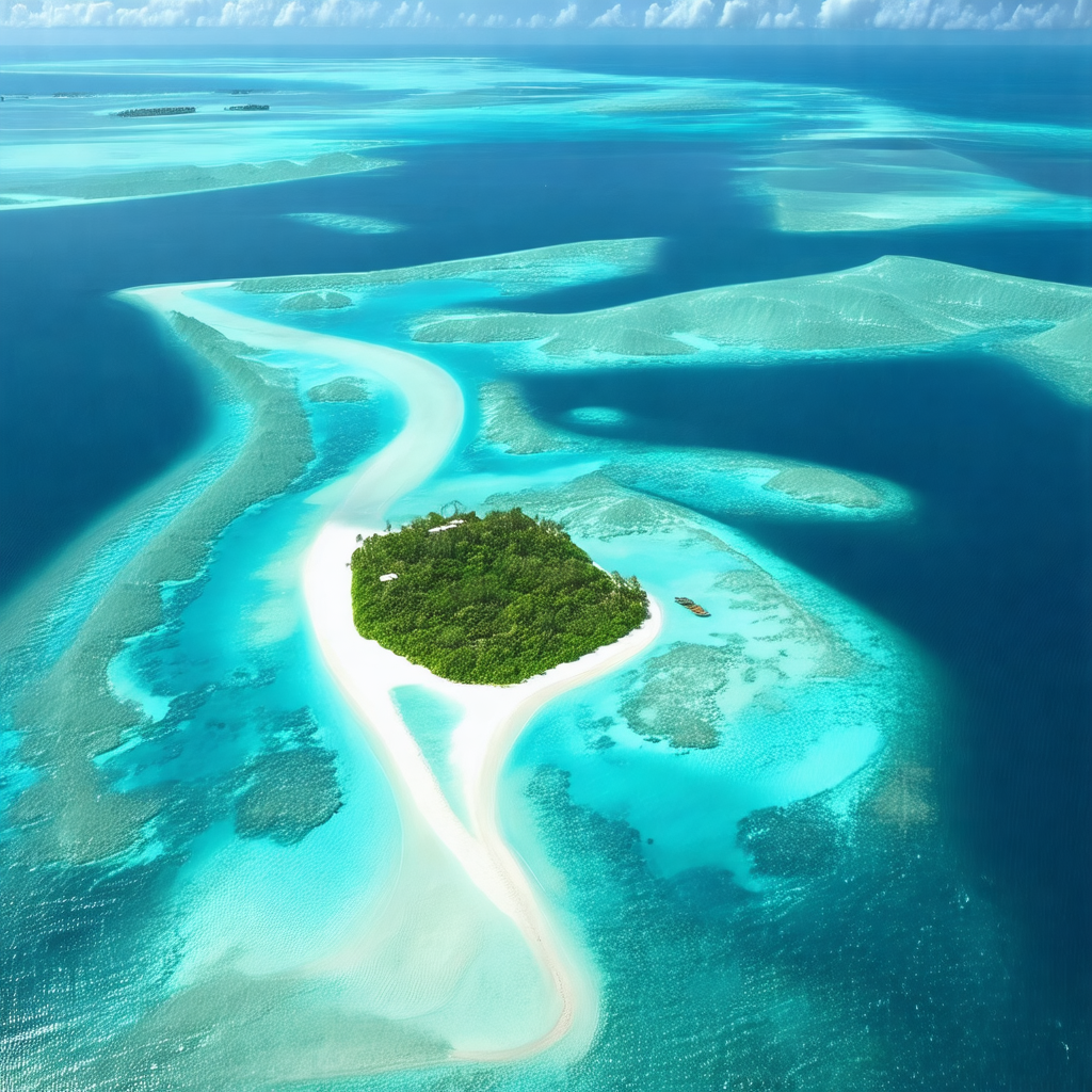 Beautiful tropical island surrounded by crystal blue waters