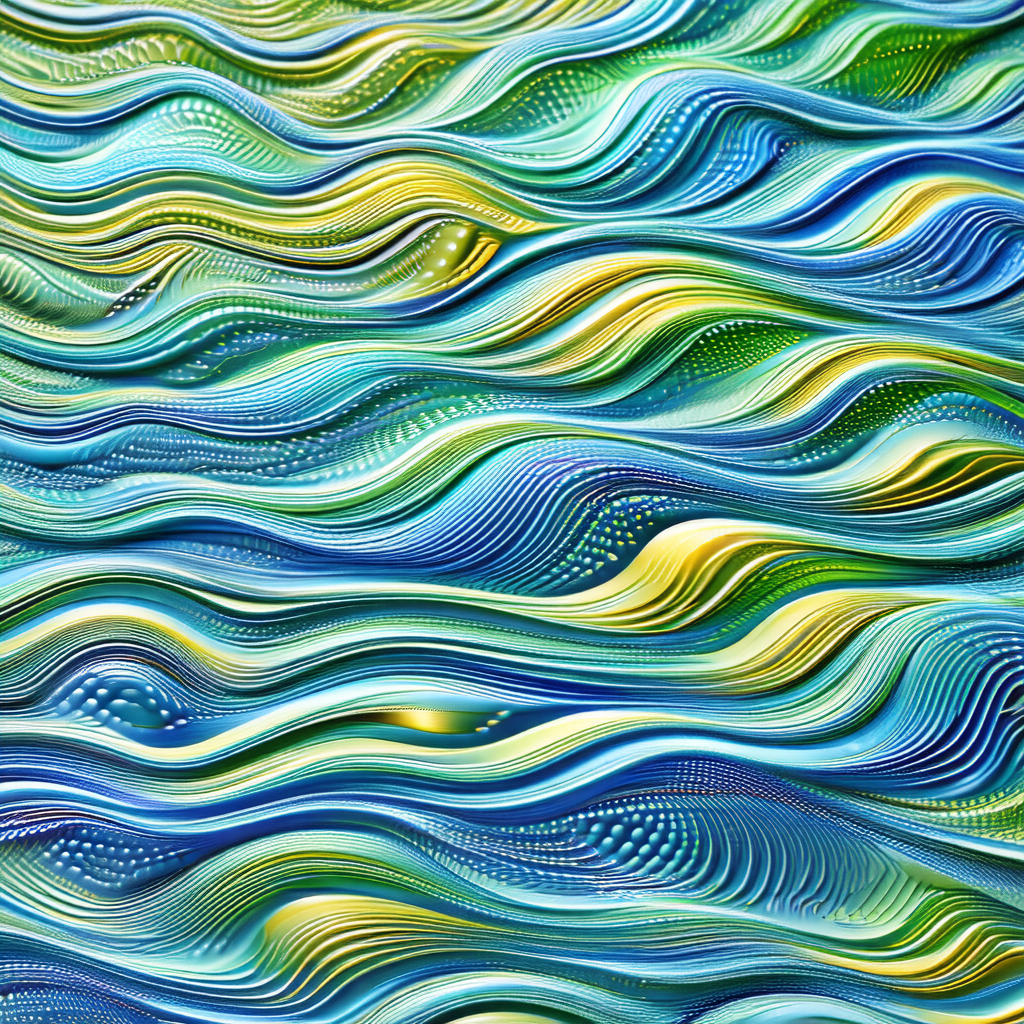 Vibrant blue and yellow ocean wave pattern