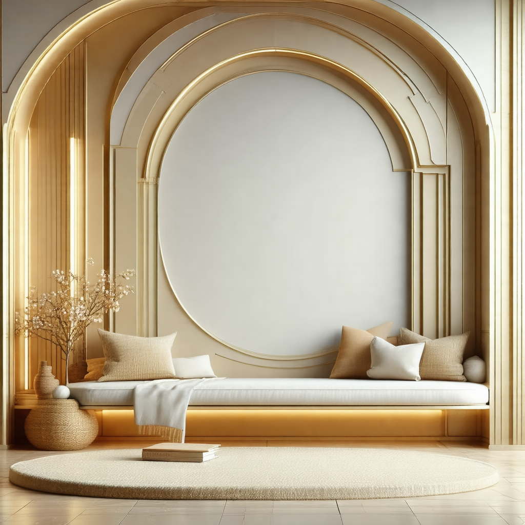 Large, well-lit room with a circular design