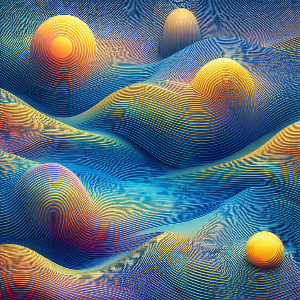 Vibrant and colorful scene of a blue ocean with a few yel...