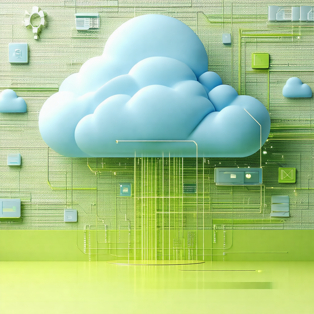 Large, blue cloud with a green stem in the center