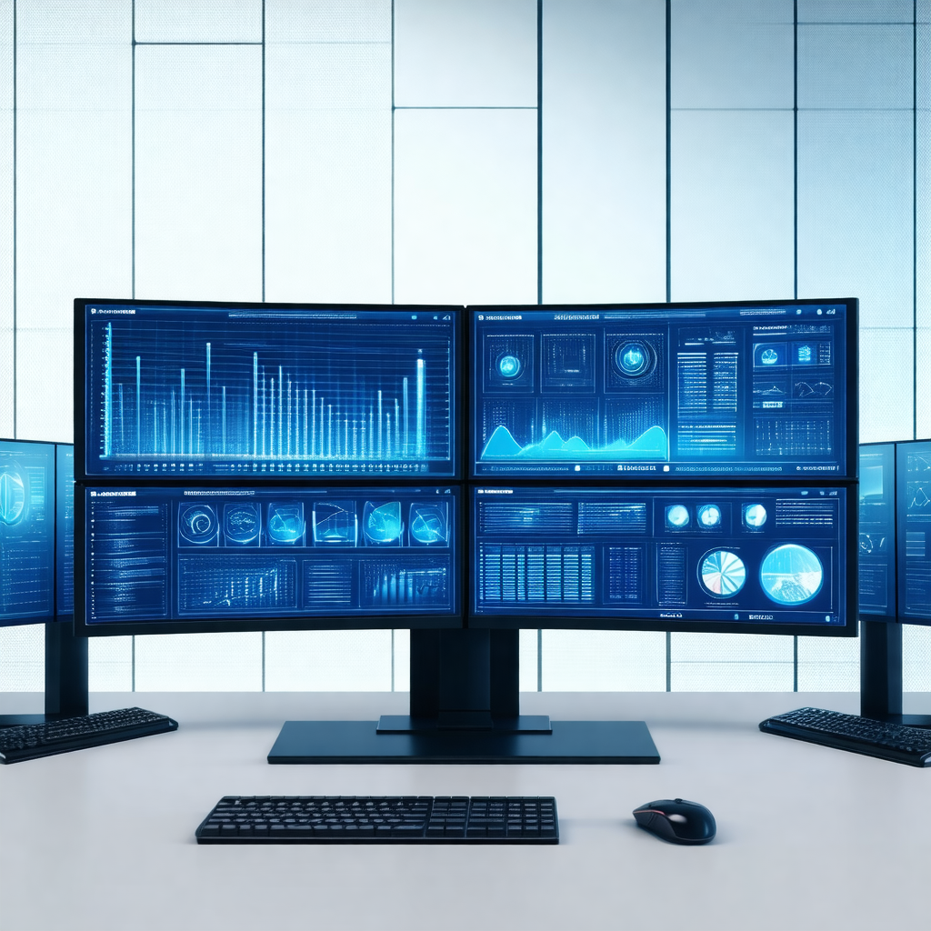 Large computer monitor sitting on a desk