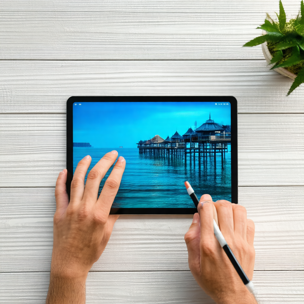 Person holding a tablet computer, which is displaying a b...