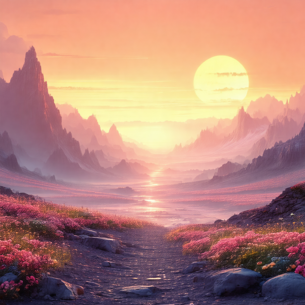 Beautiful sunset over a mountain range