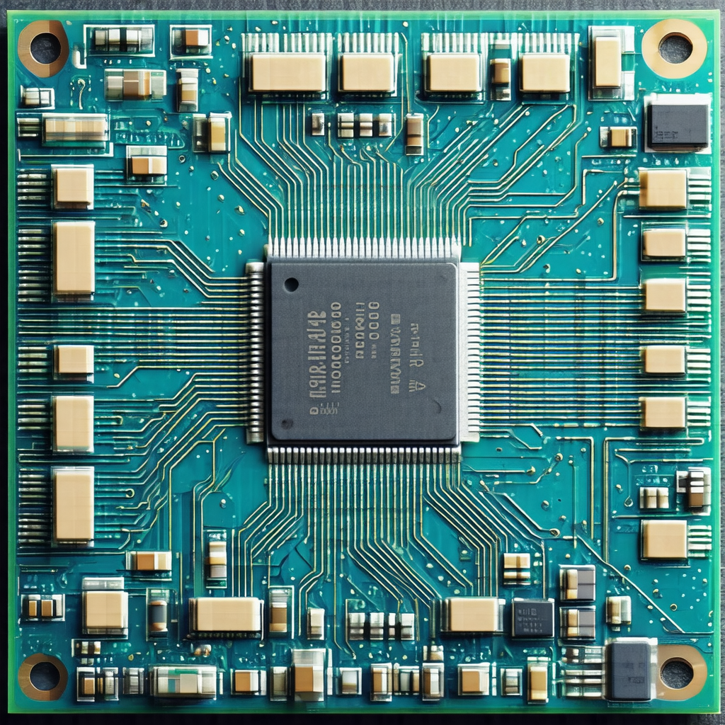 Close-up of a computer circuit board with a central proce...