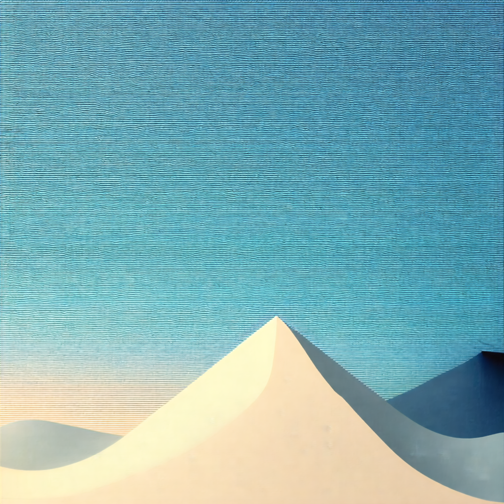 Large sand dune in the desert, with a blue sky above