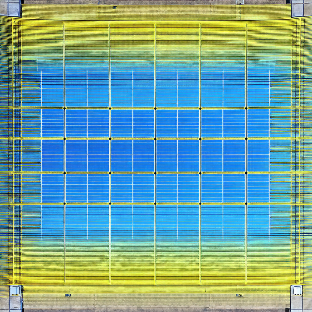 Large, yellow and blue checkered floor