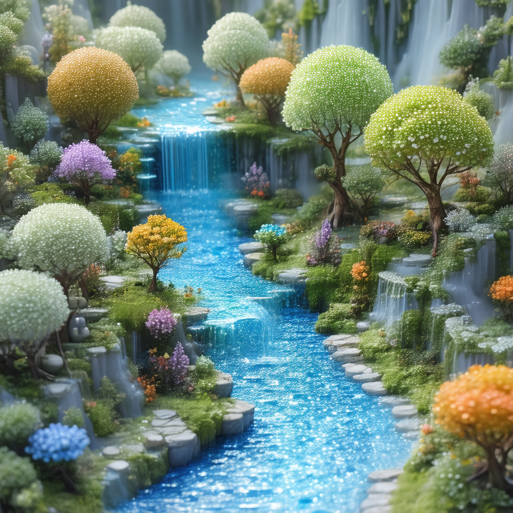 Beautifully rendered 3d digital painting of a lush, green...