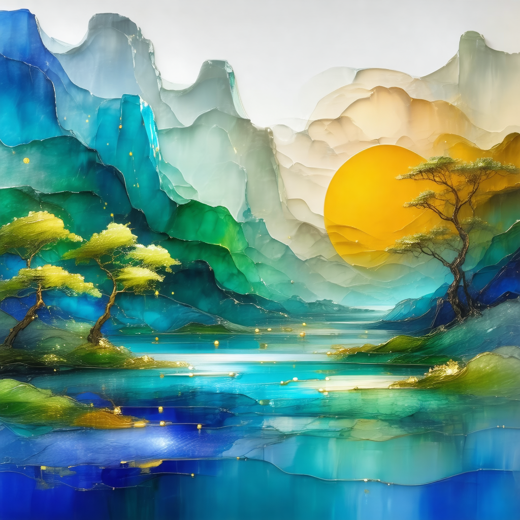 Beautiful landscape with a large body of water, possibly ...