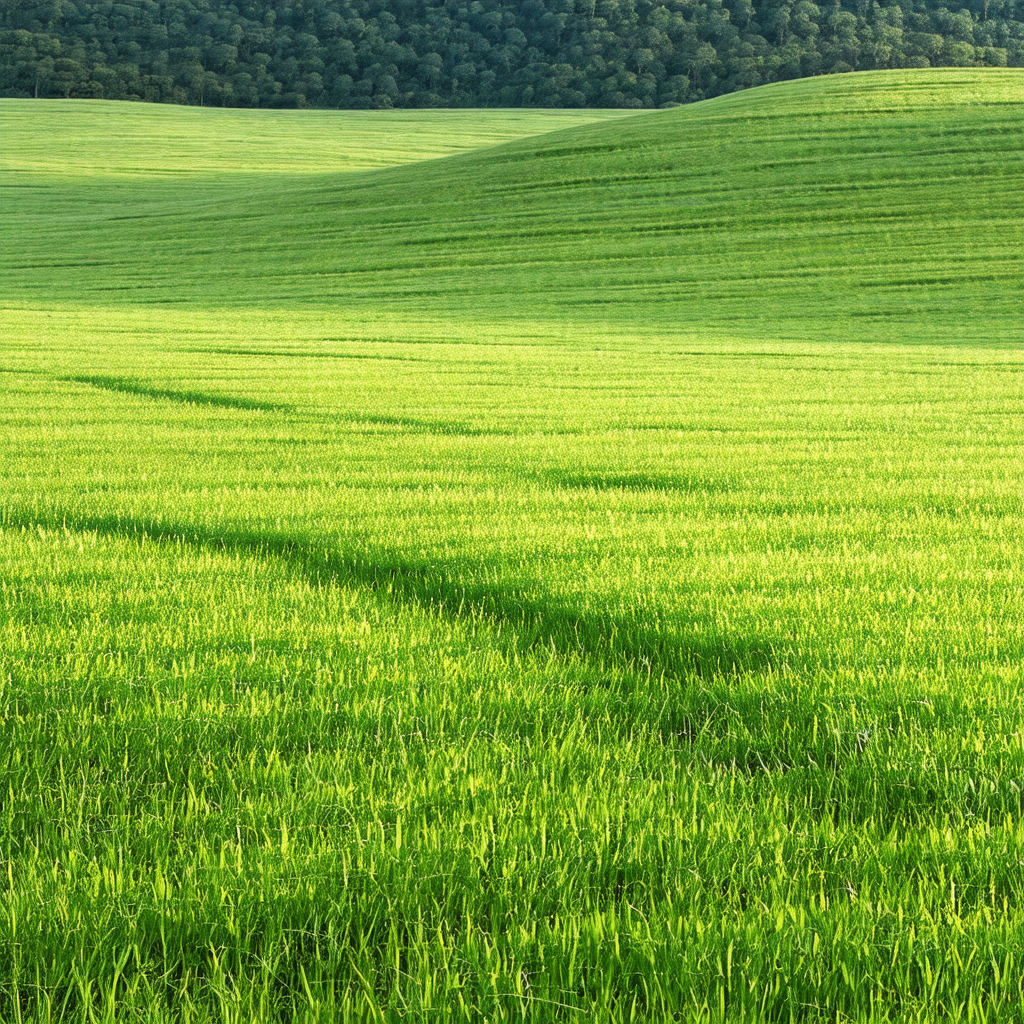 Lush green field with a path running through it