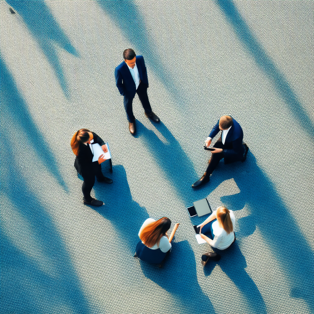 Group of people is gathered in a room, sitting around a t...