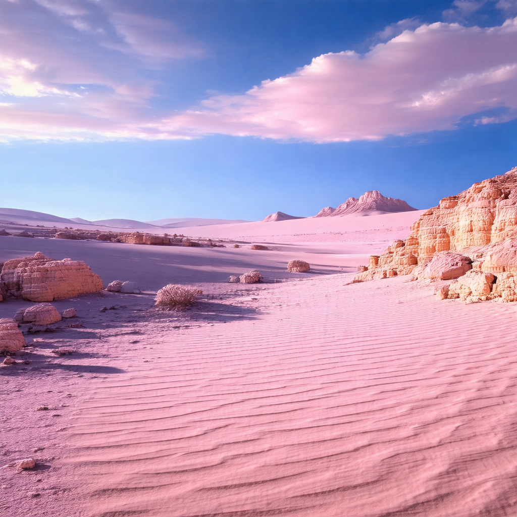 Beautiful desert landscape with a sandy terrain and a few...