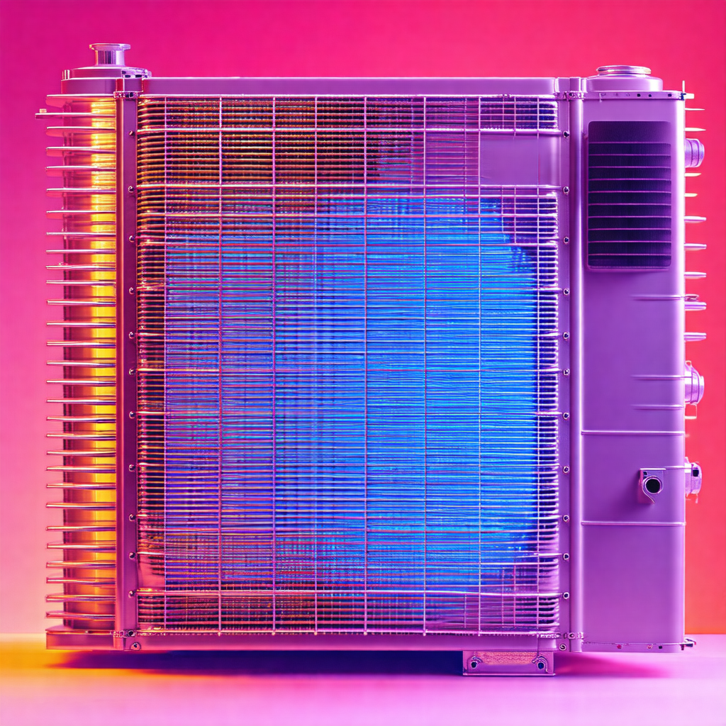Large, purple, metal box with a blue light inside