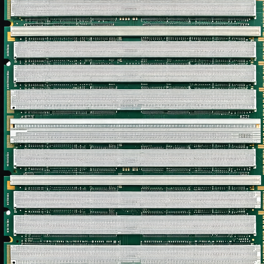 Large number of computer chips arranged in rows