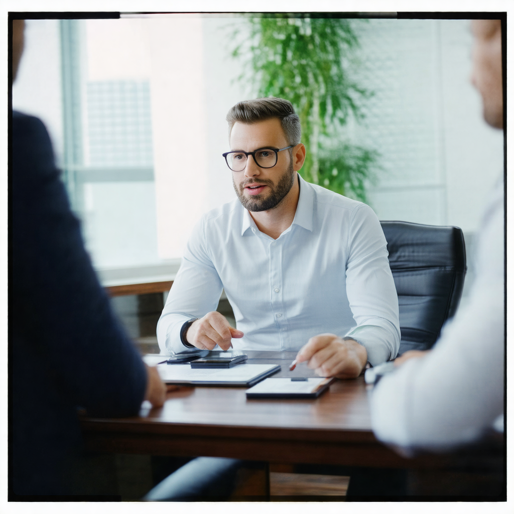 Man sitting at a desk in an office setting