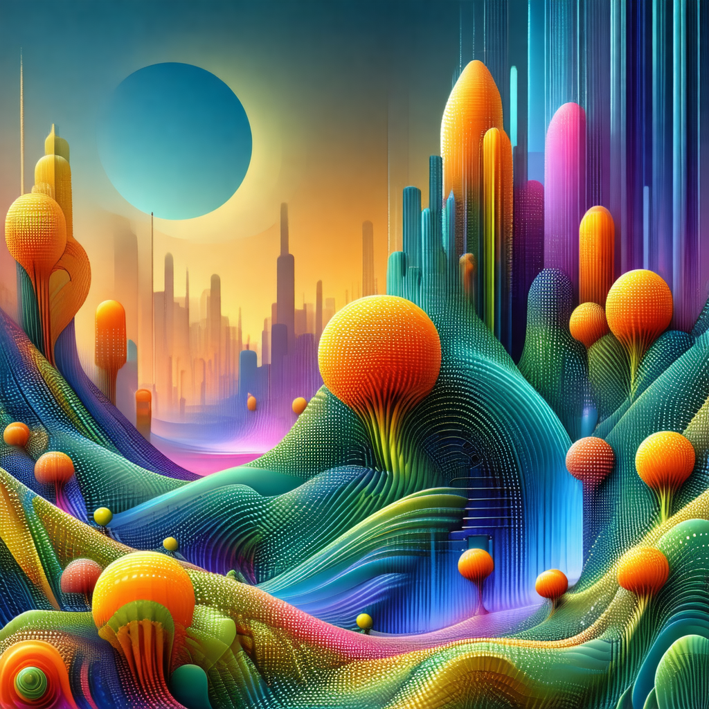 Vibrant and colorful painting of a futuristic cityscape
