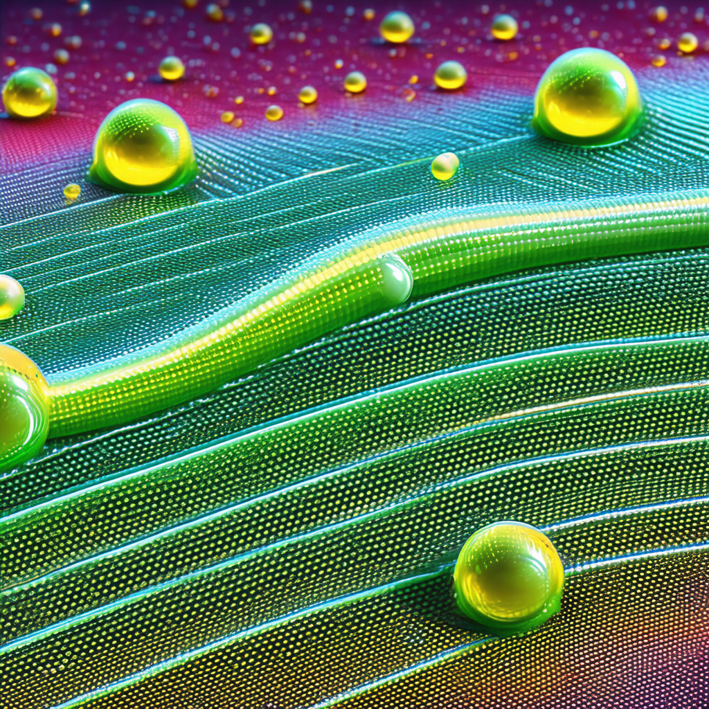 Colorful, abstract design with a mix of green, yellow, an...