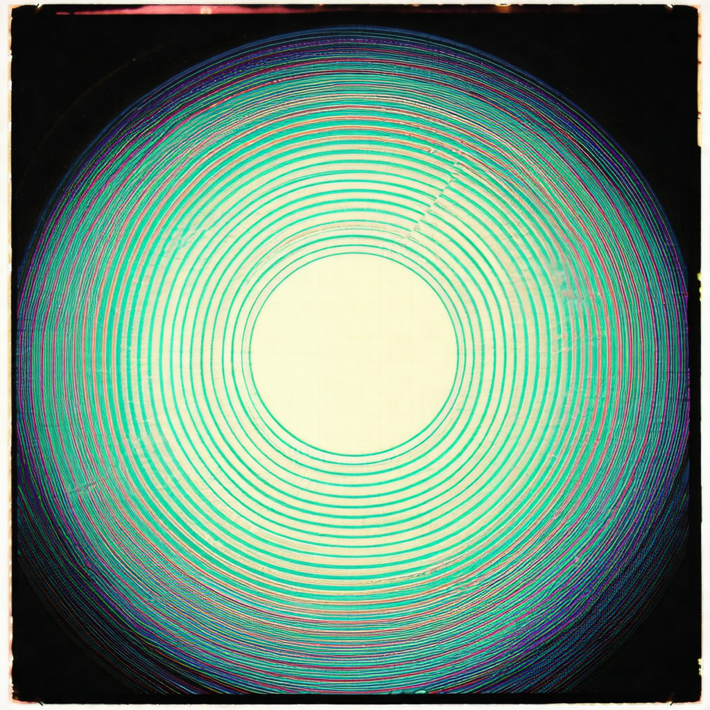 Close-up of a colorful, circular object, possibly a piece...