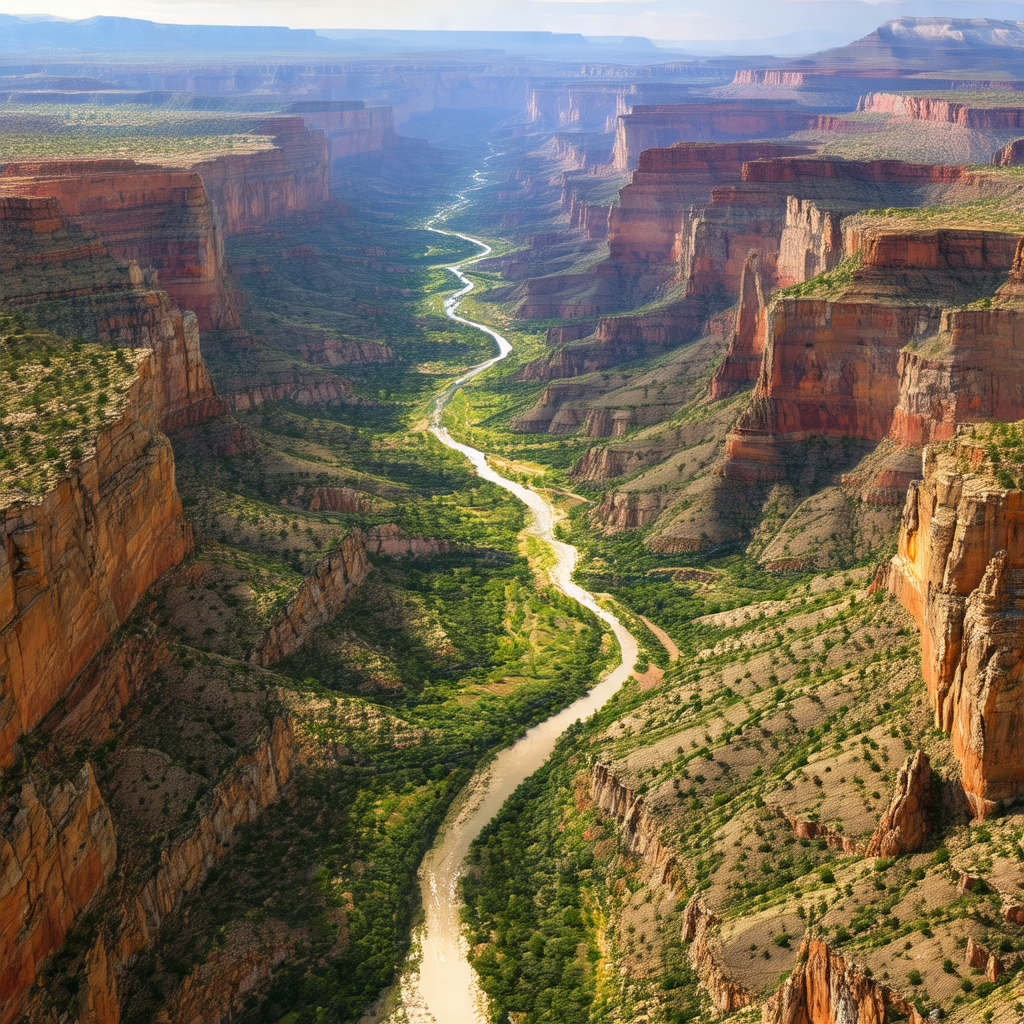 Beautiful landscape with a river flowing through a valley