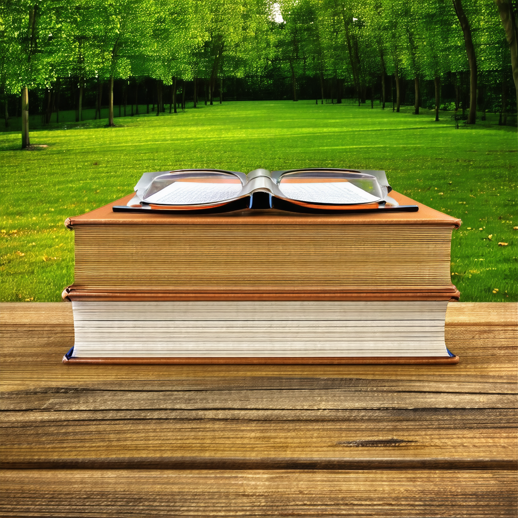 Large book placed on a wooden table