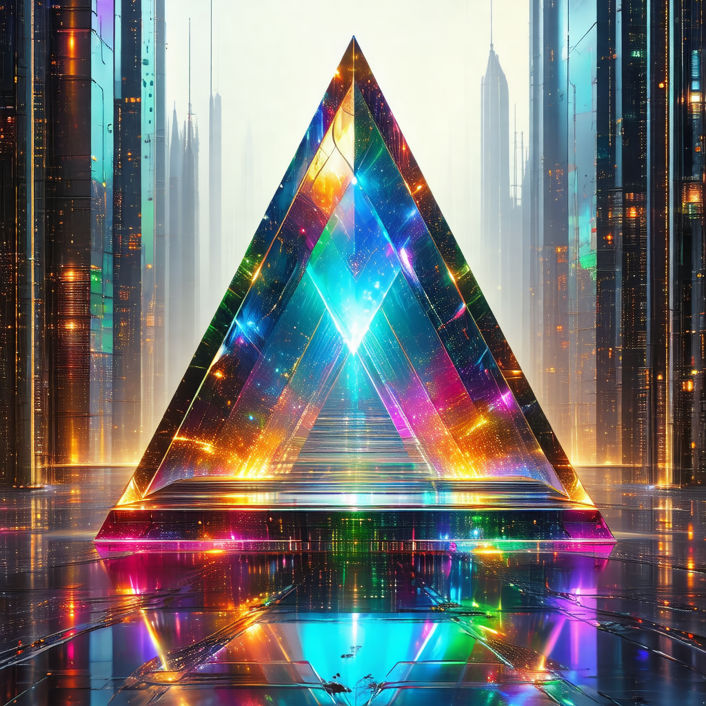 Large, colorful, and triangular-shaped structure, possibl...