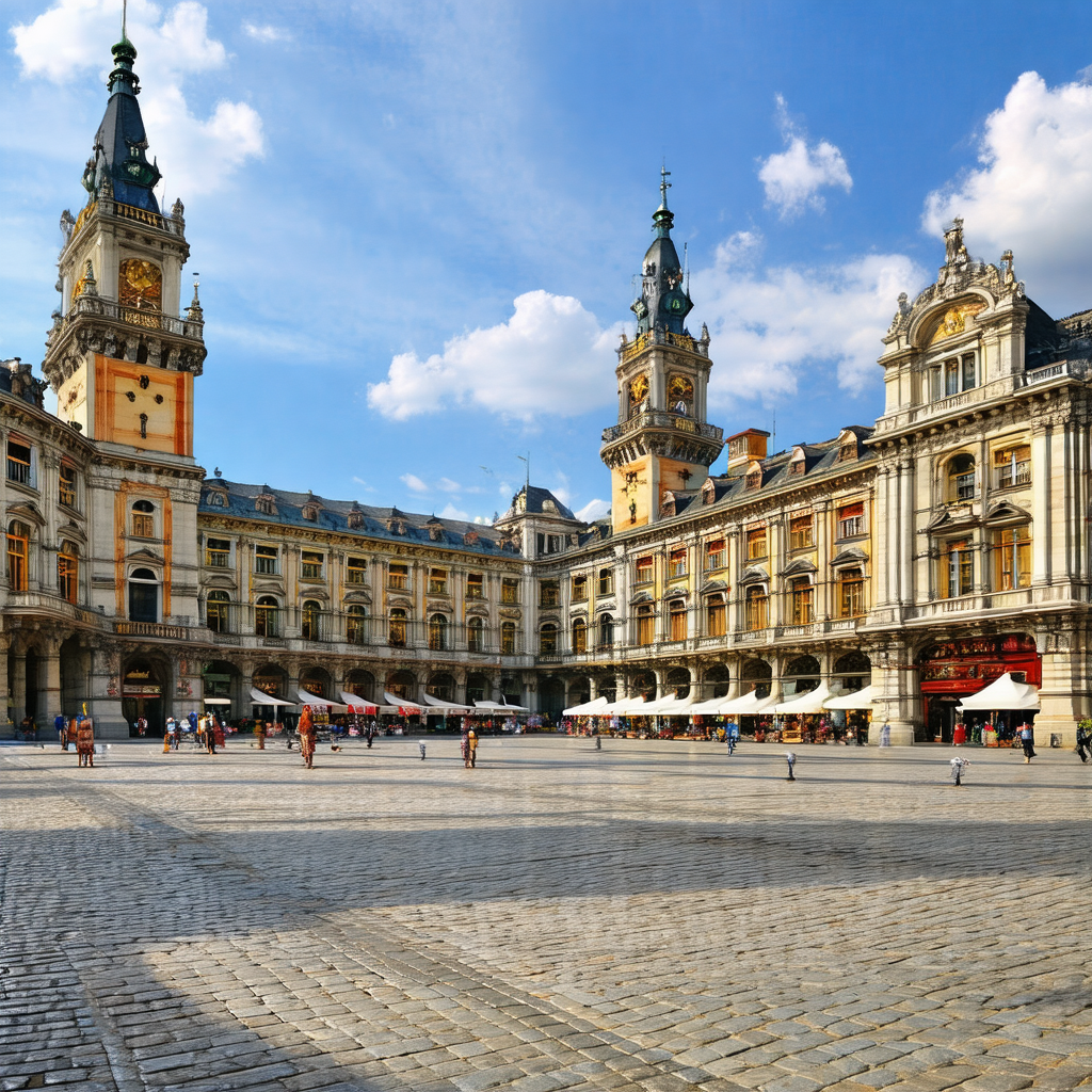 Large, ornate building with a clock tower and a dome