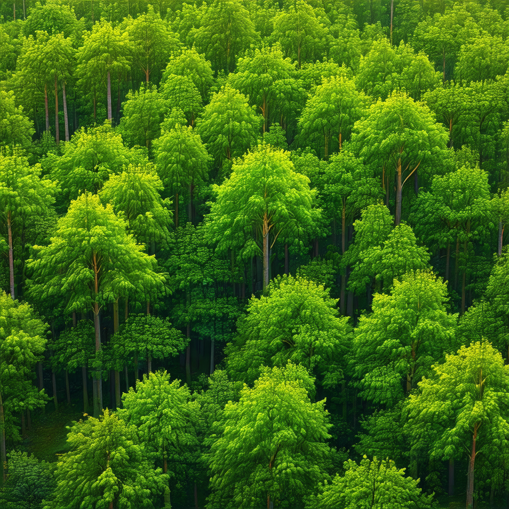Lush green forest filled with tall trees