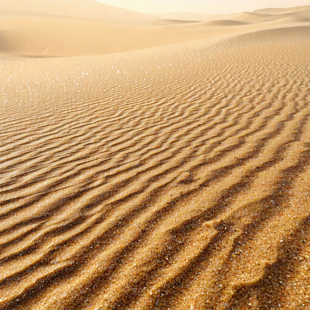Sandy beach with a large sand dune in the foreground