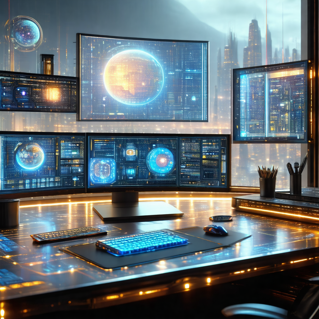 Computer desk with a keyboard and a mouse placed on it