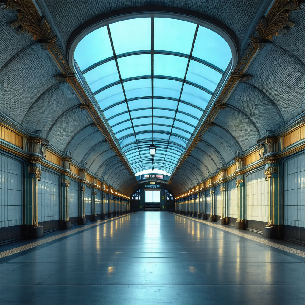 Large, empty train station with a high ceiling