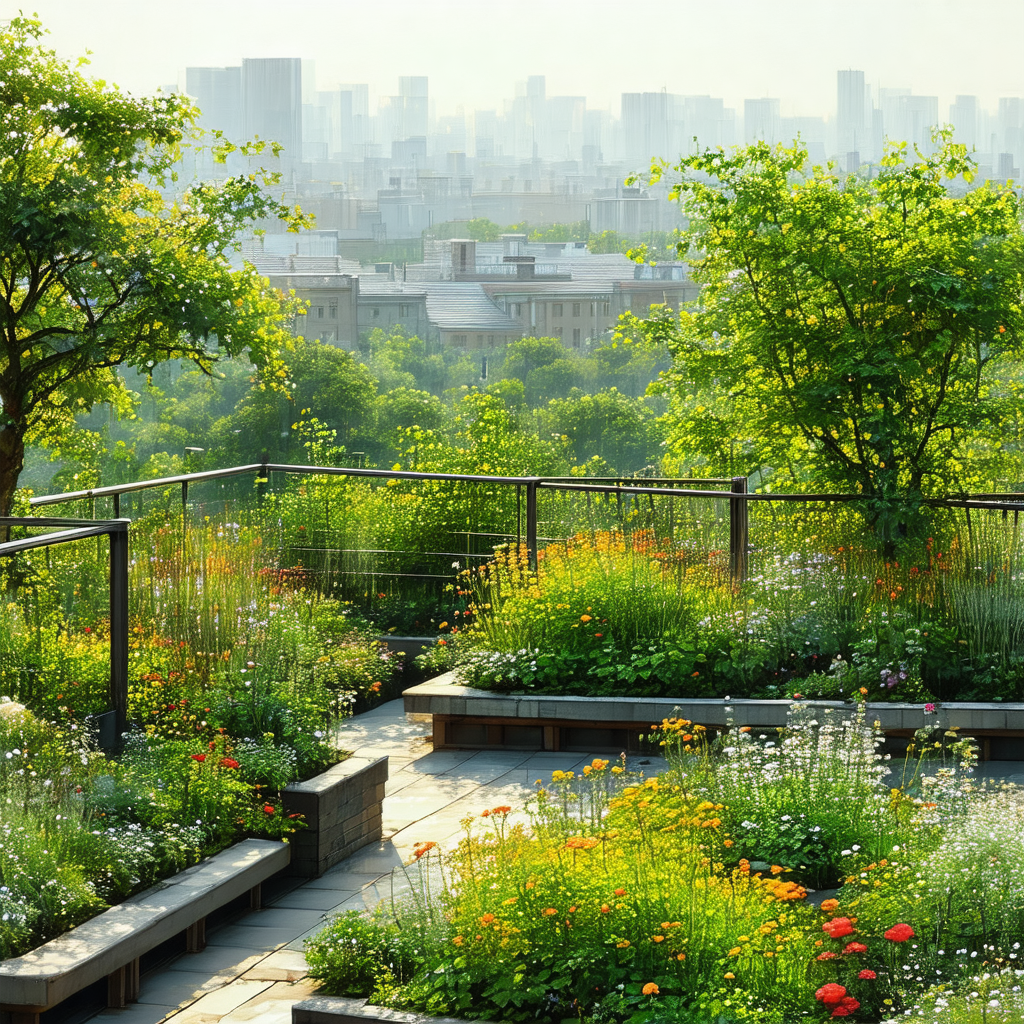 Beautiful garden with a variety of flowers and plants