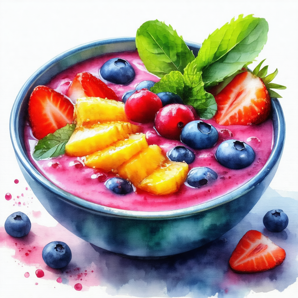 Large bowl filled with a delicious fruit smoothie