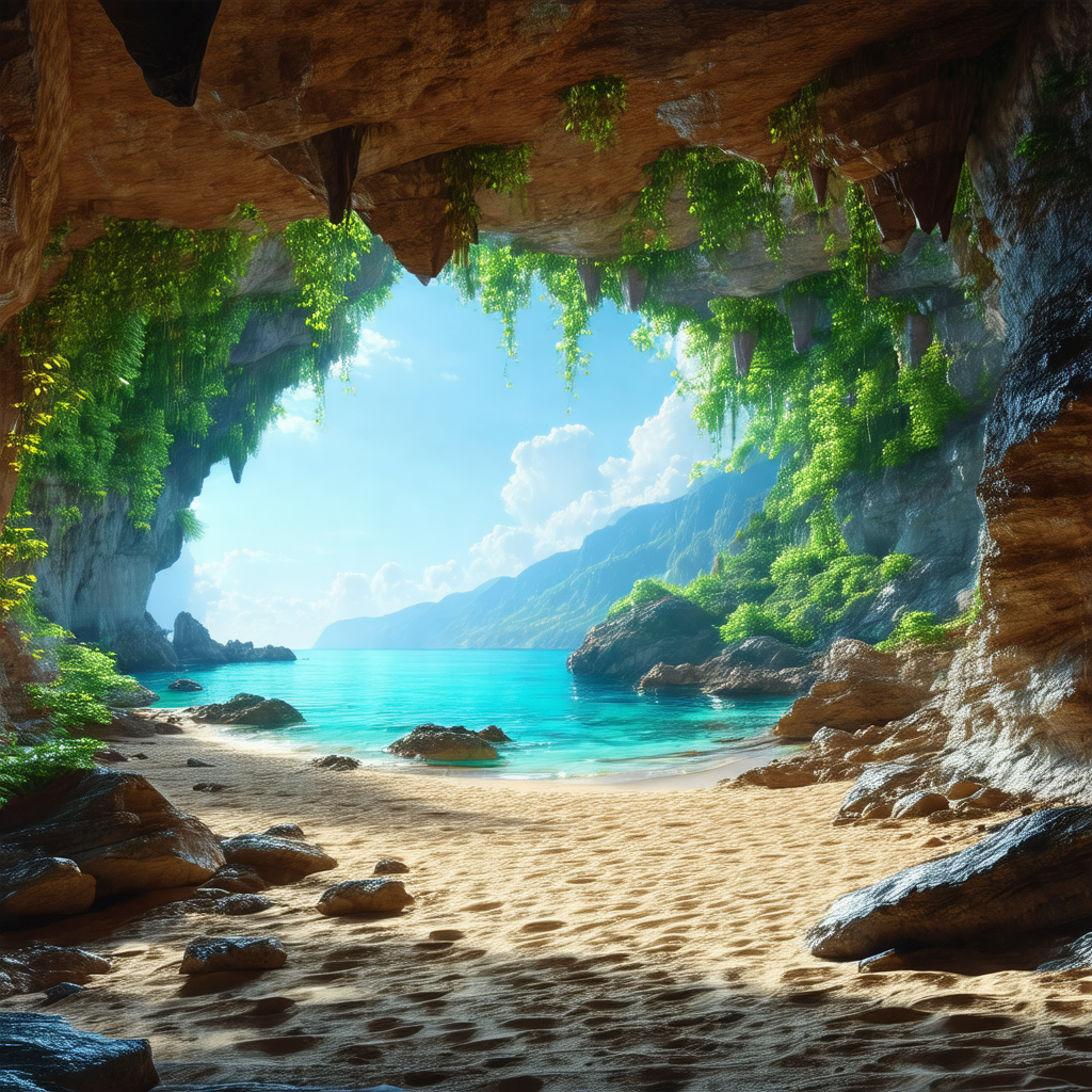 Beautifully drawn cartoon of a beach scene