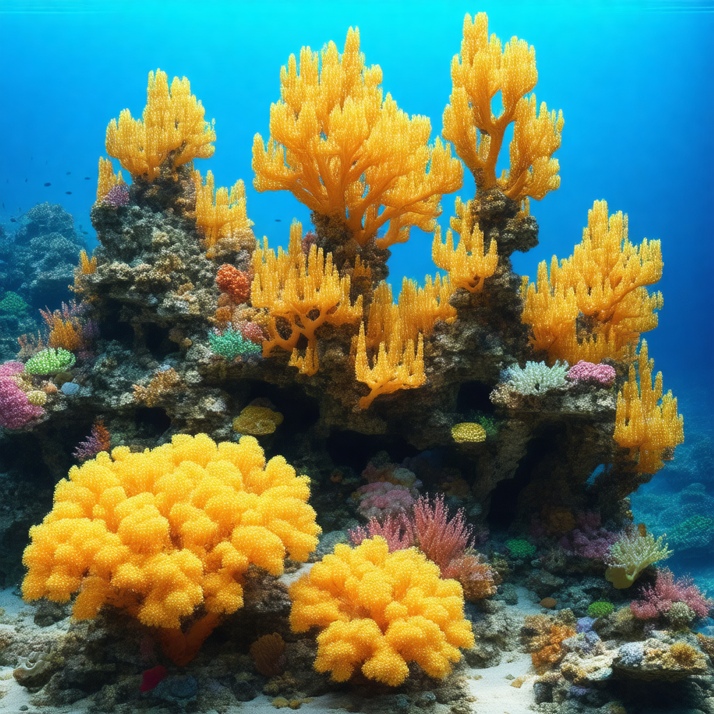 Vibrant coral reef with a variety of colorful coral and s...