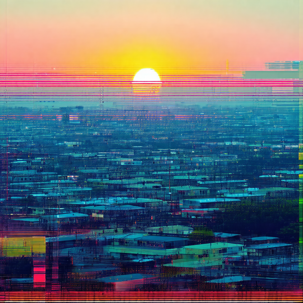 Beautiful cityscape with a sunset in the background