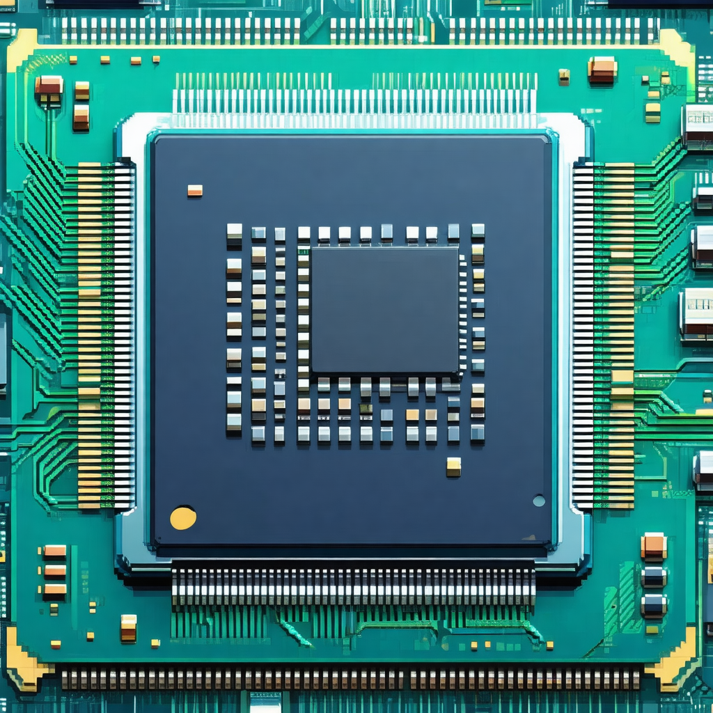 Close-up of a computer chip, showcasing its intricate int...