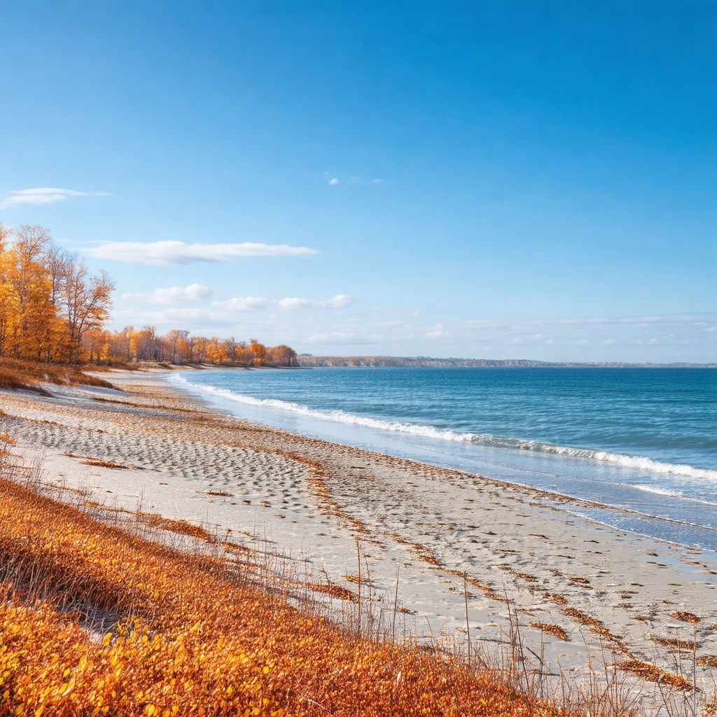 Beautiful beach with a clear blue sky above