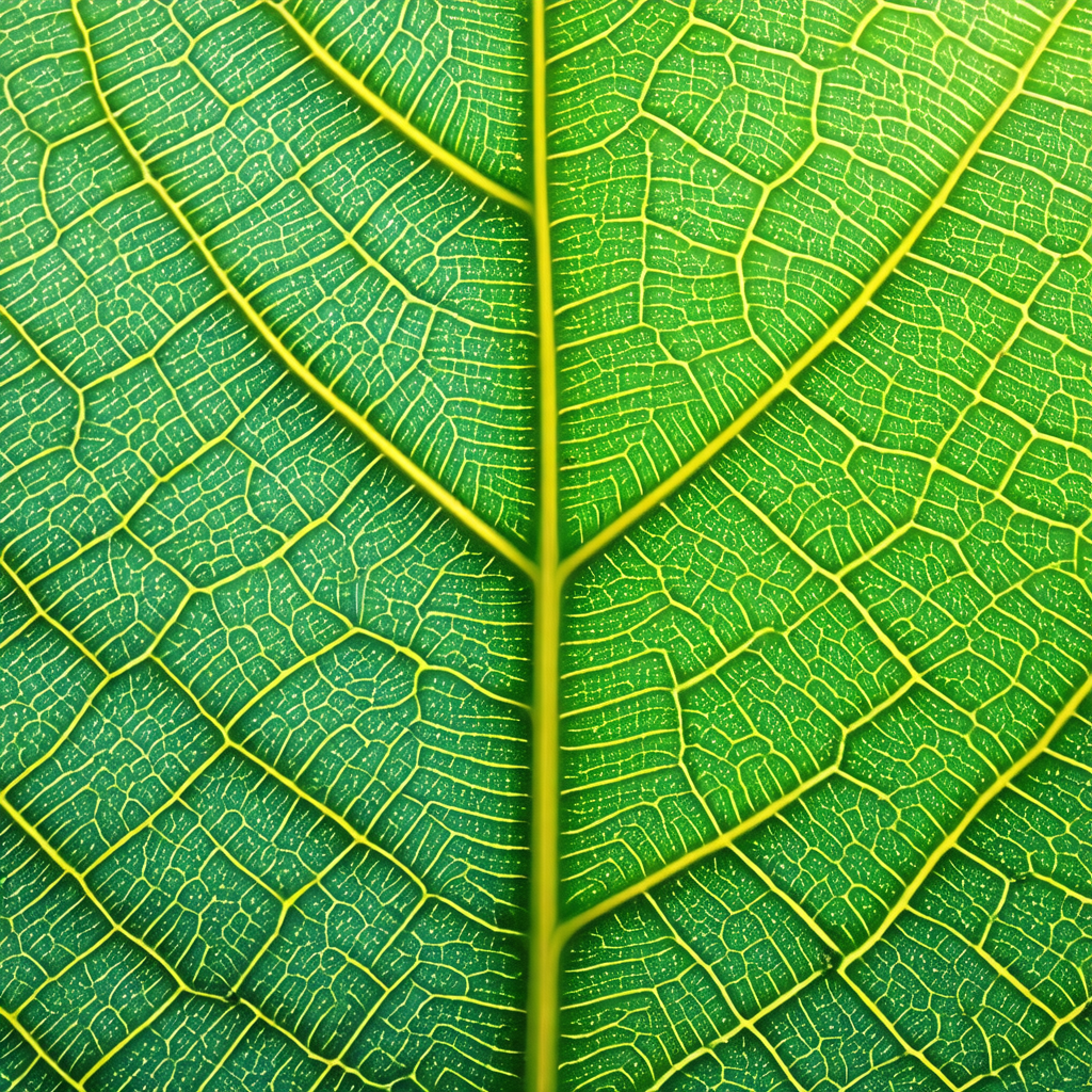 Close-up of a leaf, showcasing its intricate and detailed...