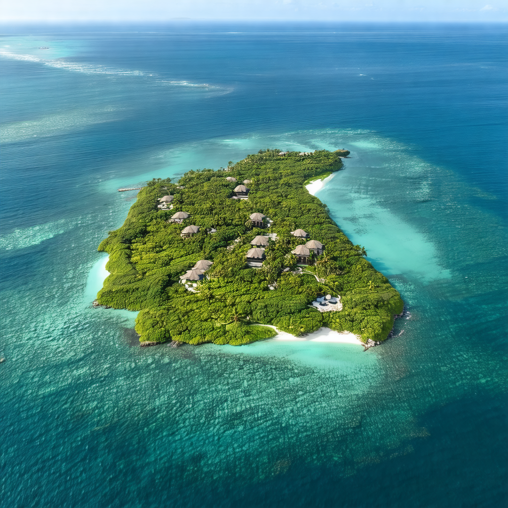 Beautiful tropical island with a white sandy beach